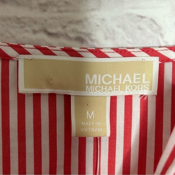 MICHAEL Michael Kors Striped Lace Up Poplin Bell Sleeve Top- NWT - Picture 8 of 13